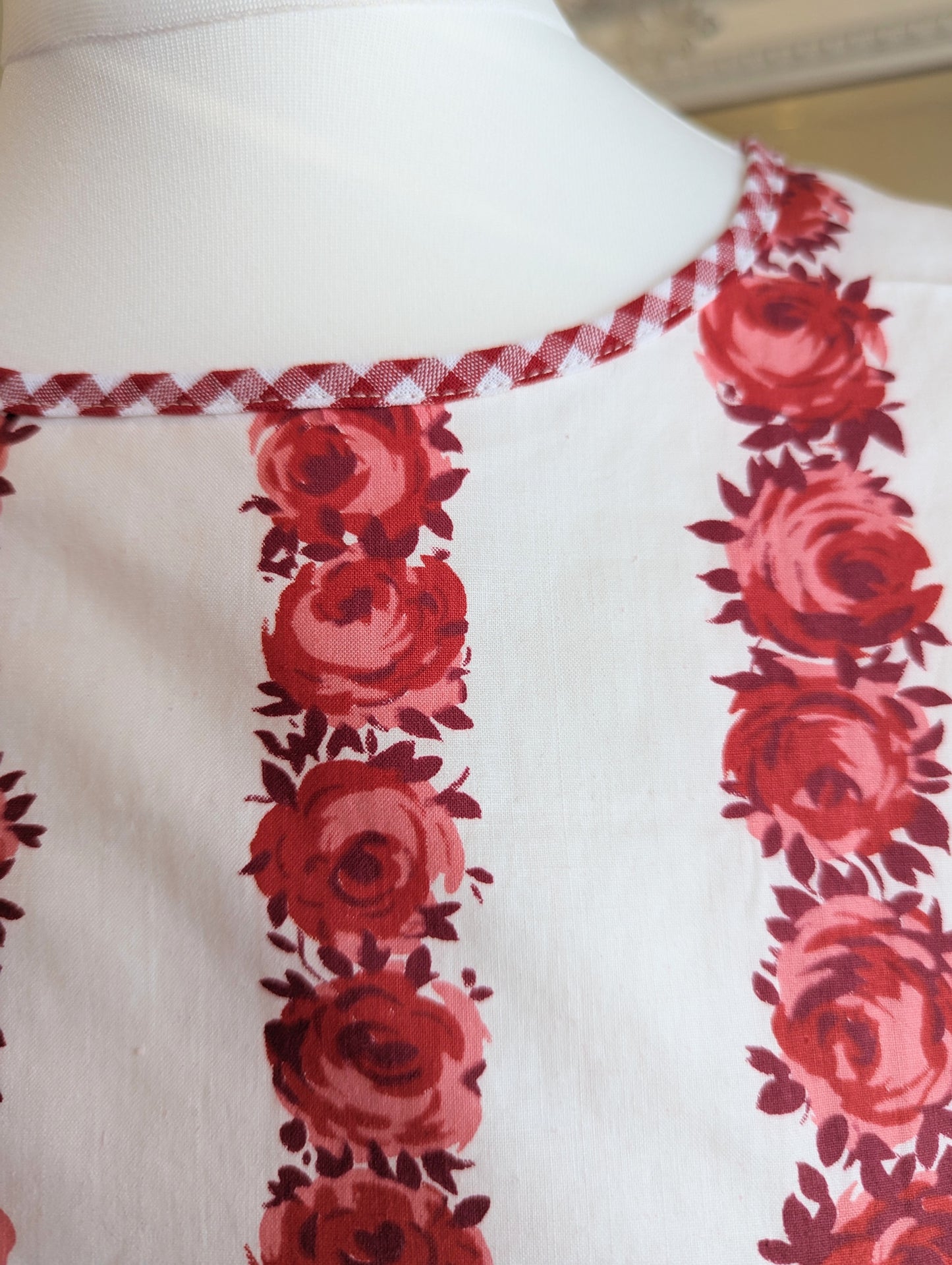 RED ROSE AND GINGHAM MELINDA DRESS