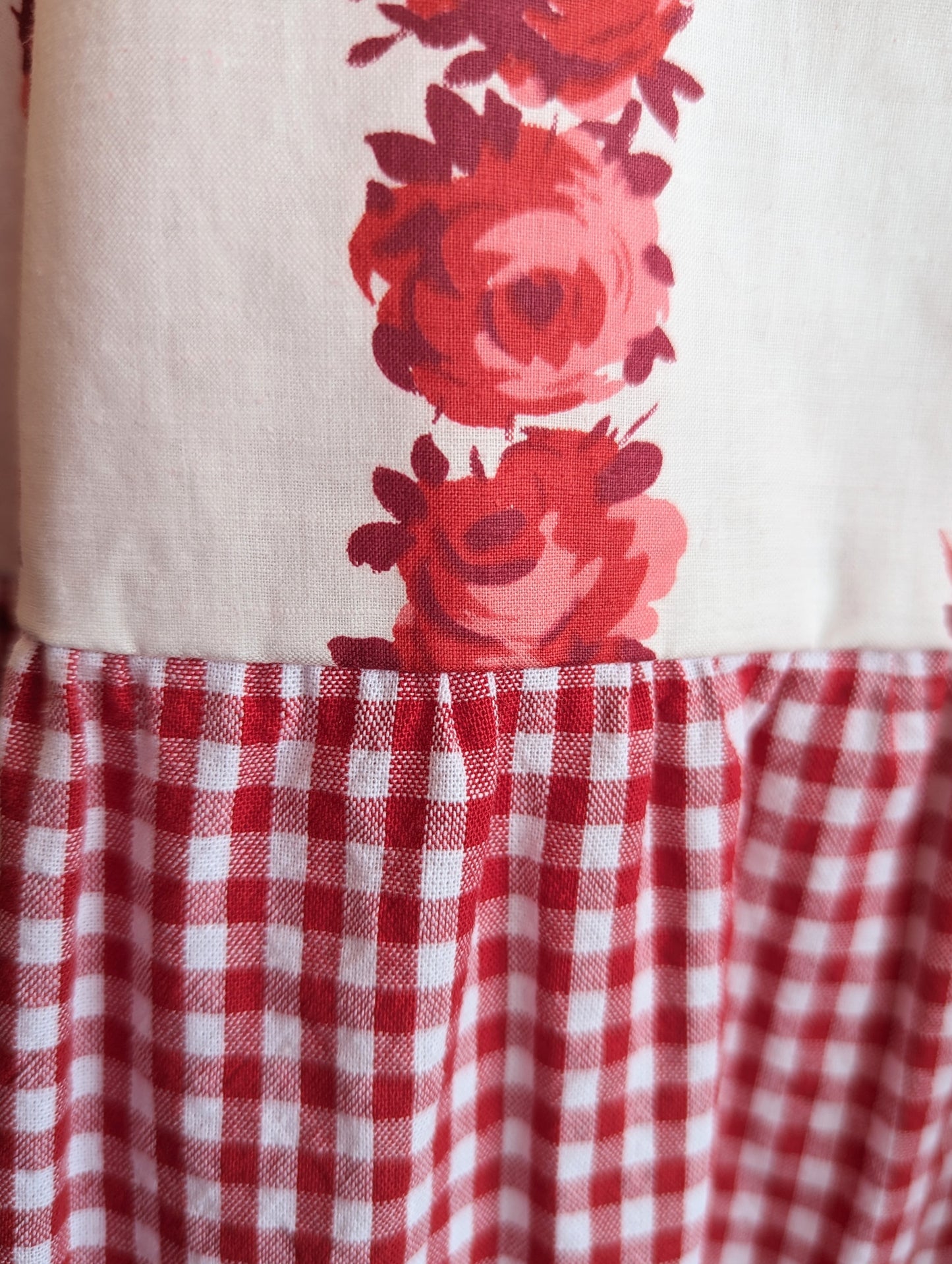 RED ROSE AND GINGHAM MELINDA DRESS