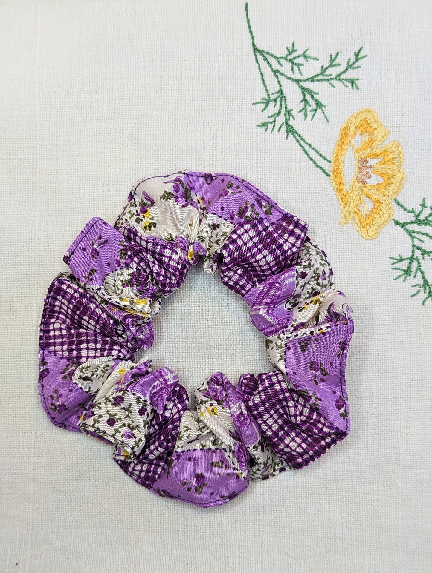 PURPLE PATCHWORK SCRUNCHIE